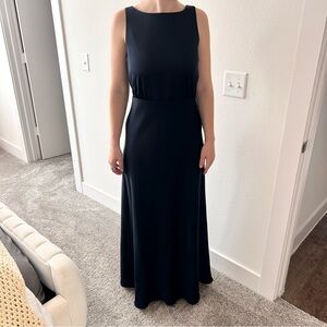 BHLDN Beckett Satin Charmeuse Maxi Dress - Midnight Blue